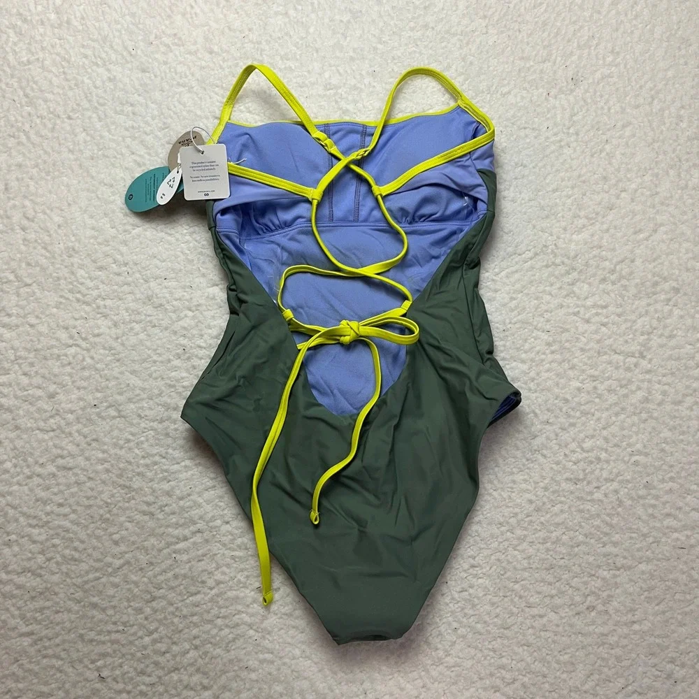 Prana One Piece Womens XS Army Green Lurisia Colorblock Swimsuit 1969271 UPF 50+
